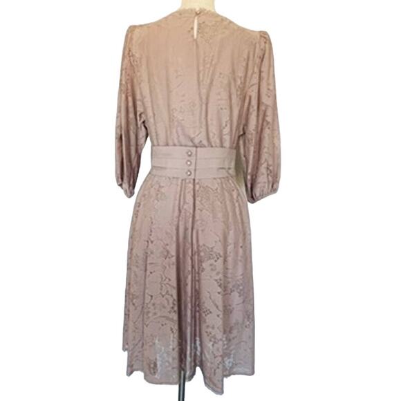 Vintage Lace Pleated Belted Dress - Picture 4 of 11